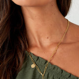 Chain Coin &amp; Good Luck Necklace Gold