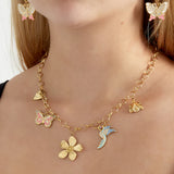 Wild Floral Charms Necklace Gold