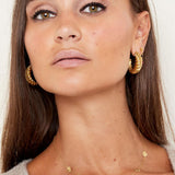 Round Baguette Earrings Gold