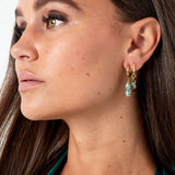 Marble Green Beads Earrings Gold