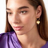 Round &amp; Heart Earrings Gold