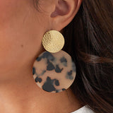 Tortoise Beige Statement Earrings Gold