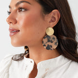 Tortoise Beige Statement Earrings Gold