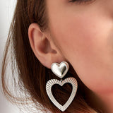 Double Hearts Earrings Gold