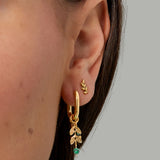 Leaves with Stones Earrings Gold/Pink