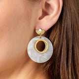 Around White Details Earrings Gold/White