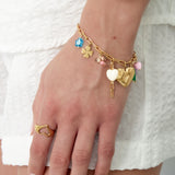 Farbige Charms Sommerarmband Gold