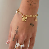 Charms with Bow Bracelet Gold