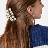 Hair Clip Straight White Flowers