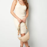 Beige Beuteltasche mit Riemen