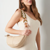 Beige Beuteltasche mit Riemen