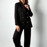 Oversized Blazer Gold Buttons Black