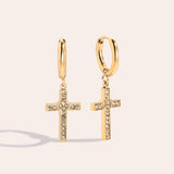 Diamond Cross Oorbellen Goud