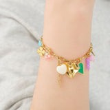 Farbige Charms Sommerarmband Gold