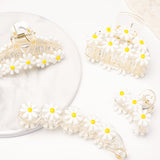 Hair Clip Straight White Flowers