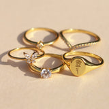 Roof Stones Ring Gold - 925 silver