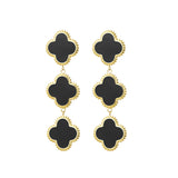 Beautiful Black Clovers Earrings Gold