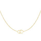 Chain Connected Square &amp; Round Necklace Gold