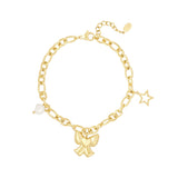 Charms with Bow Bracelet Gold