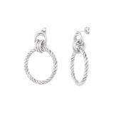 Connected Circles with Relief Earrings Silver