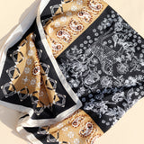 Satin Bandana Scarf Paisley Flower Brown/Black