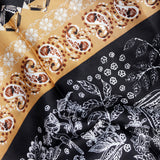 Satin Bandana Scarf Paisley Flower Brown/Black