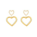 Double Heart & Pearls Oorbellen Goud