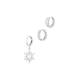 Ear Party Zircons Earrings Set Silver