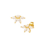 Shiny Half Flower Earrings Gold - 925 silver