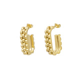 Elongated Link in Link Earrings Gold