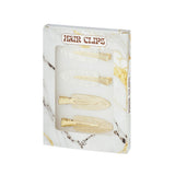 Hair Clip Box Marble Chic White Gold