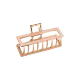 Hair Clip Rectangle Gold Marble Peach