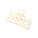 Hair Clip Straight White Flowers