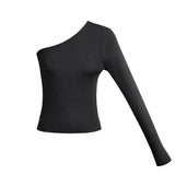 Knitted One Shoulder Top Black