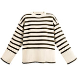 Wide Knitted Sweater Stripes & Flared Sleeve
