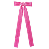 Hair Bow Long Bow Velvet Fuchsia Pink