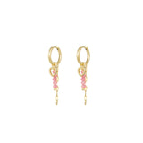 Love on Top Charm Earrings Pink/Gold