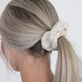 Mae-Lilly Beige Linen Scrunchie