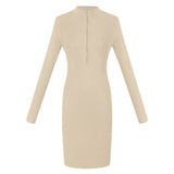 Midi Dress with Zipper Beige