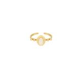 Off-white Stone &amp; Dots Ring Gold