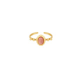 Pink Stone &amp; Dots Ring Gold