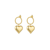 Round &amp; Heart Earrings Gold