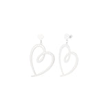 Signed Heart Earrings Silver