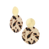 Tortoise Beige Statement Earrings Gold