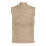 Top mit niedrigem Kragen, Nude Beige