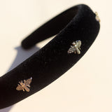 Headband Velvet Black &amp; Golden Bees