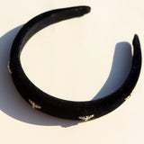 Headband Velvet Black &amp; Golden Bees