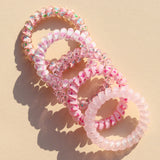 Rubber Twist Haarelastiekjes 6-Pack Shiny Shimmery Soft Pink
