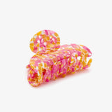 Hair Clip Round Yellow &amp; Pink Color Party