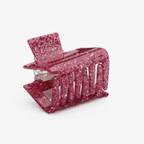 Hair Clip Straight Small Fuchsia Pink Glitters